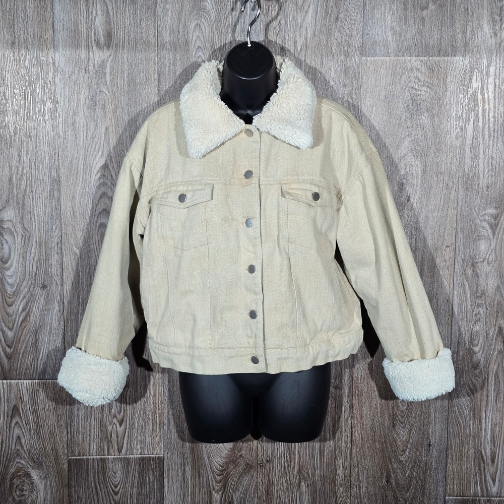 Le Lis Collection Sherpa Lined Corduroy Jacket Medium‎ Tan